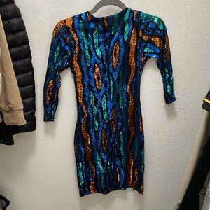 Flora colorful sequence party dress